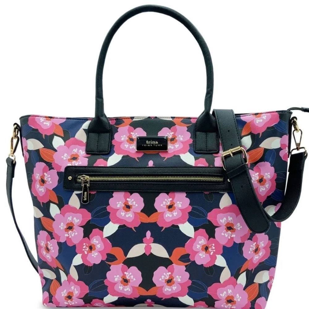 Trina Turk Floral Shoulder Bag - Pink Blue White & Black